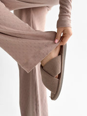 Ribana knitted suit, wide pants and long sleeves