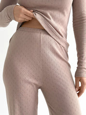 Ribana knitted suit, wide pants and long sleeves