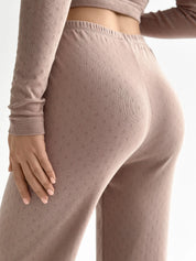 Ribana knitted suit, wide pants and long sleeves