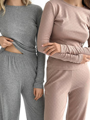 Ribana knitted suit, wide pants and long sleeves