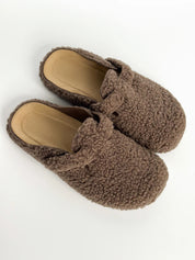 Women's Teddy clogs with strap, brown
