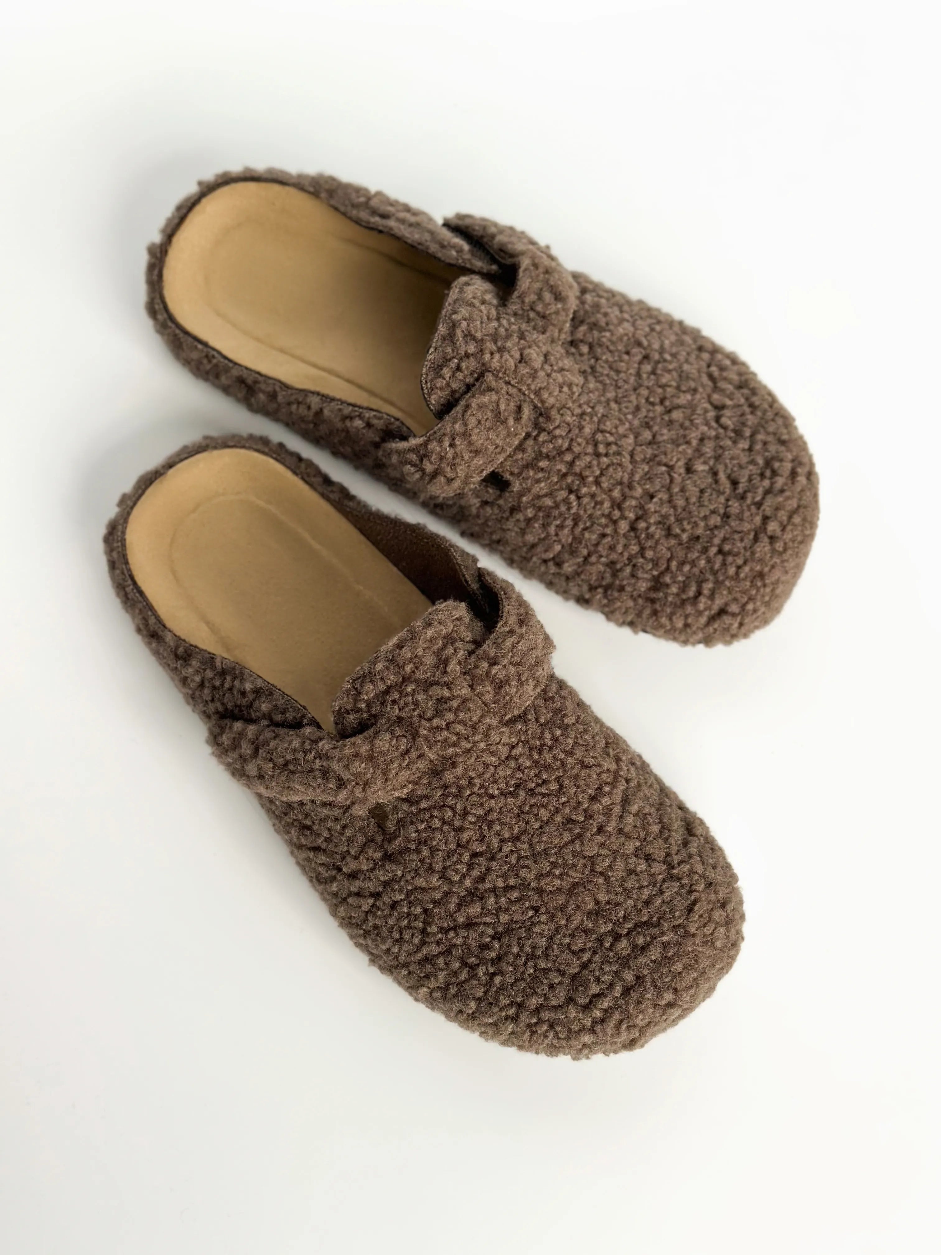 Women's Teddy clogs with strap, brown