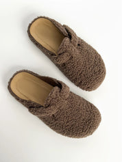 Women's Teddy clogs with strap, brown