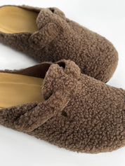 Women's Teddy clogs with strap, brown