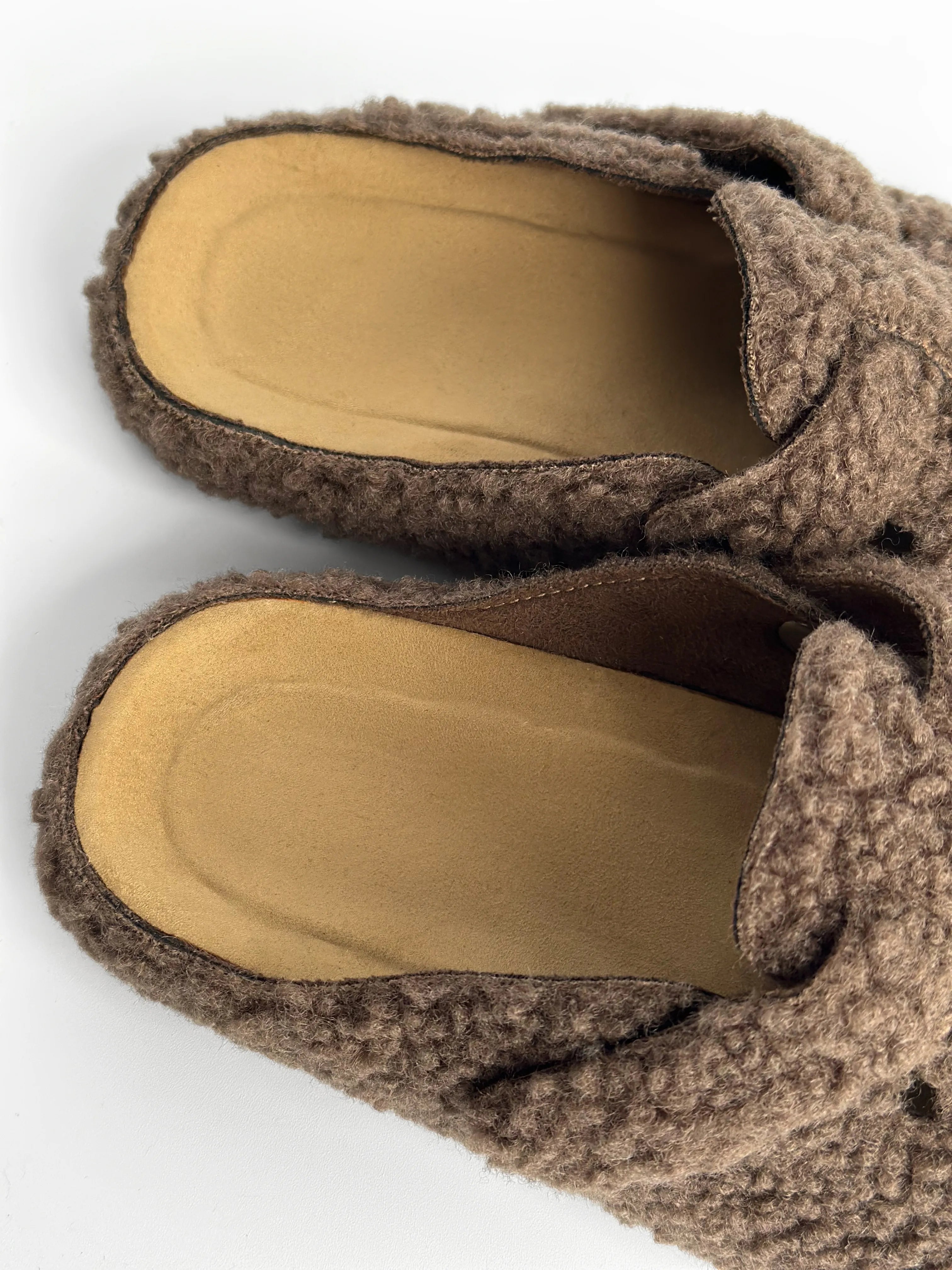 Women's Teddy clogs with strap, brown