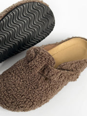 Women's Teddy clogs with strap, brown