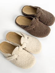 Women's Teddy clogs with strap, brown