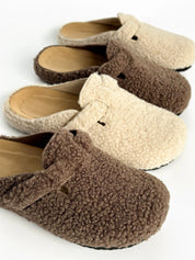 Women's Teddy clogs with strap, brown