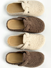 Women's Teddy clogs with strap, brown