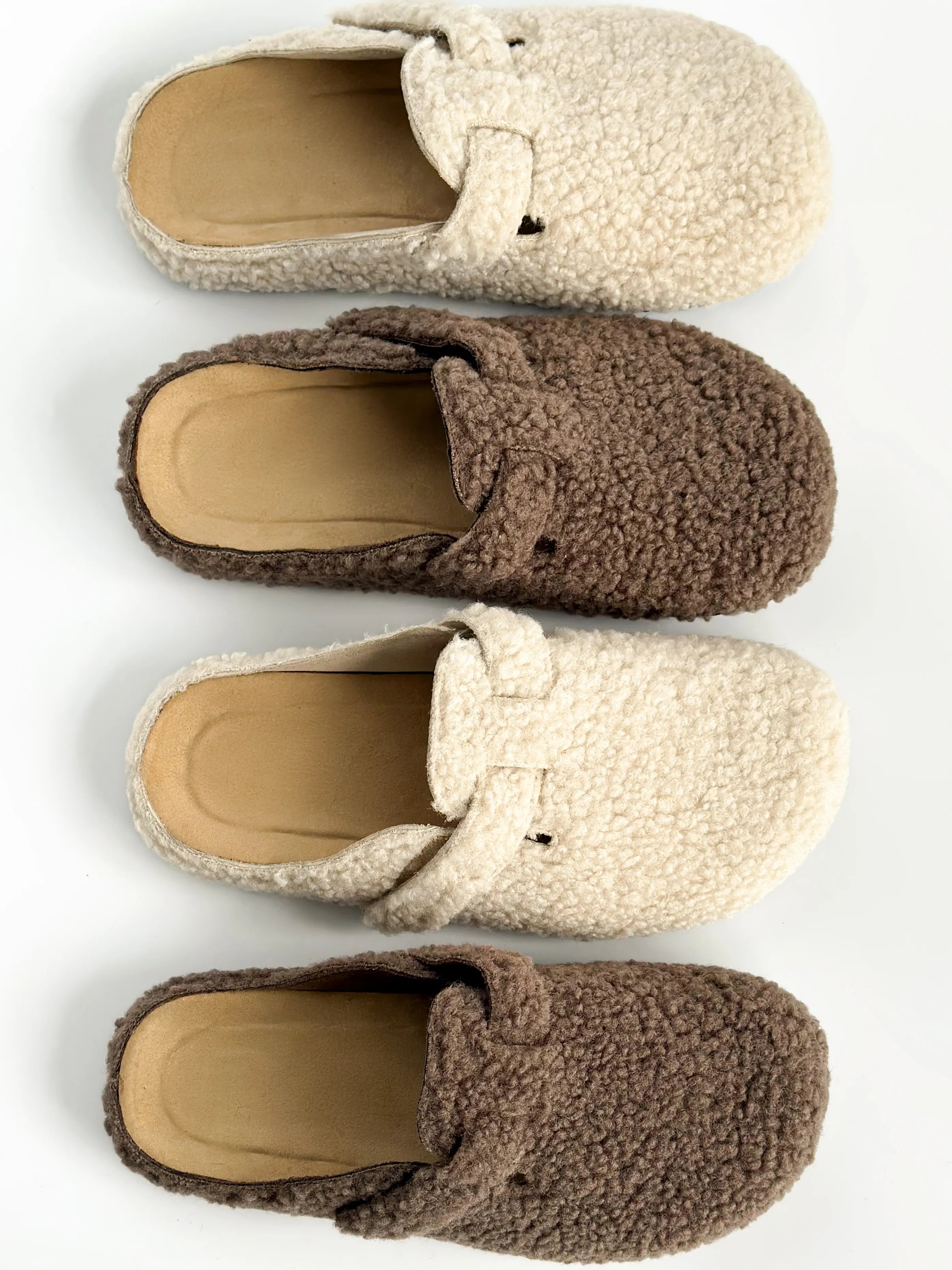 Women's Teddy clogs with strap, brown