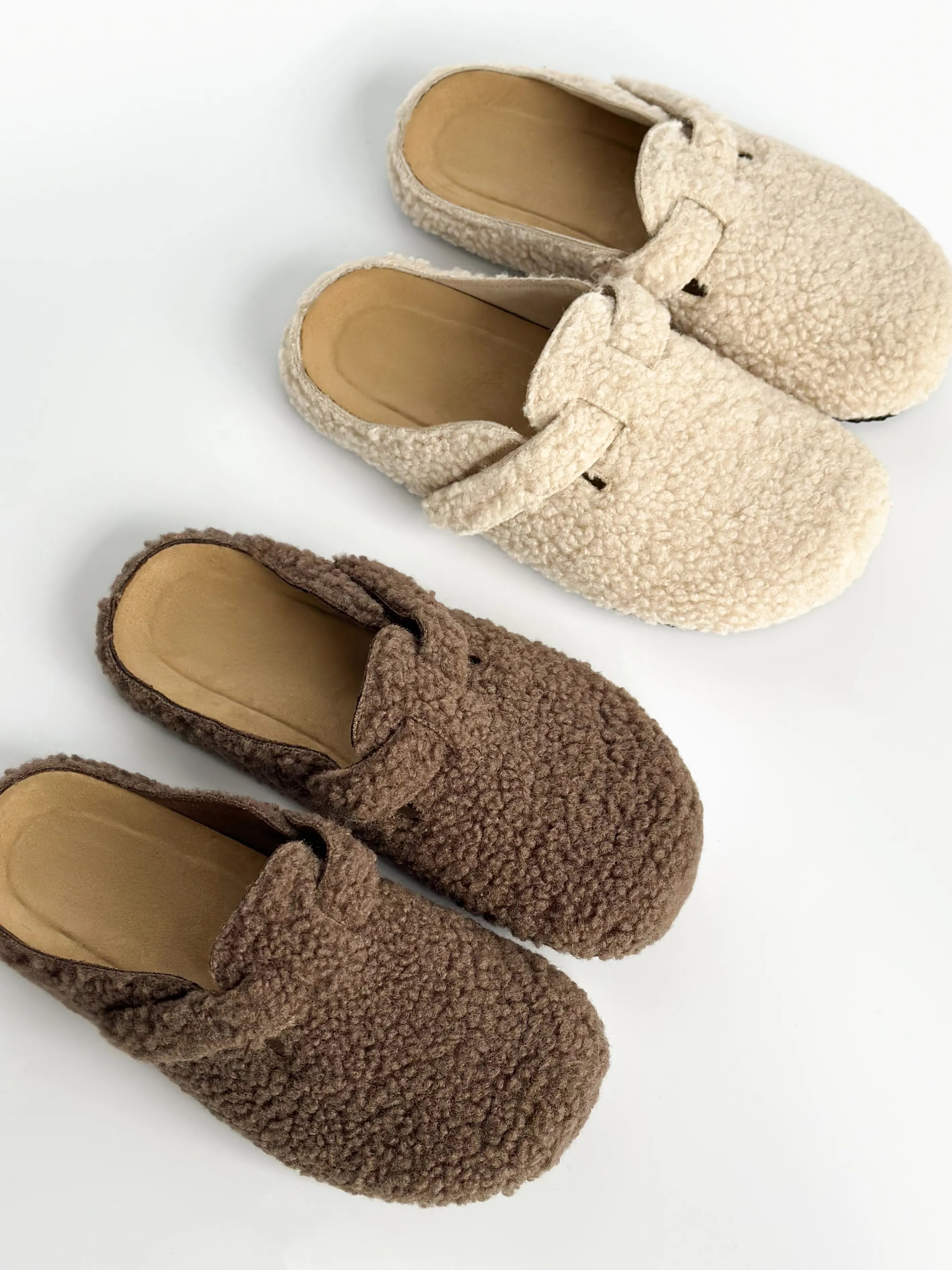 Women's Teddy clogs with strap, brown