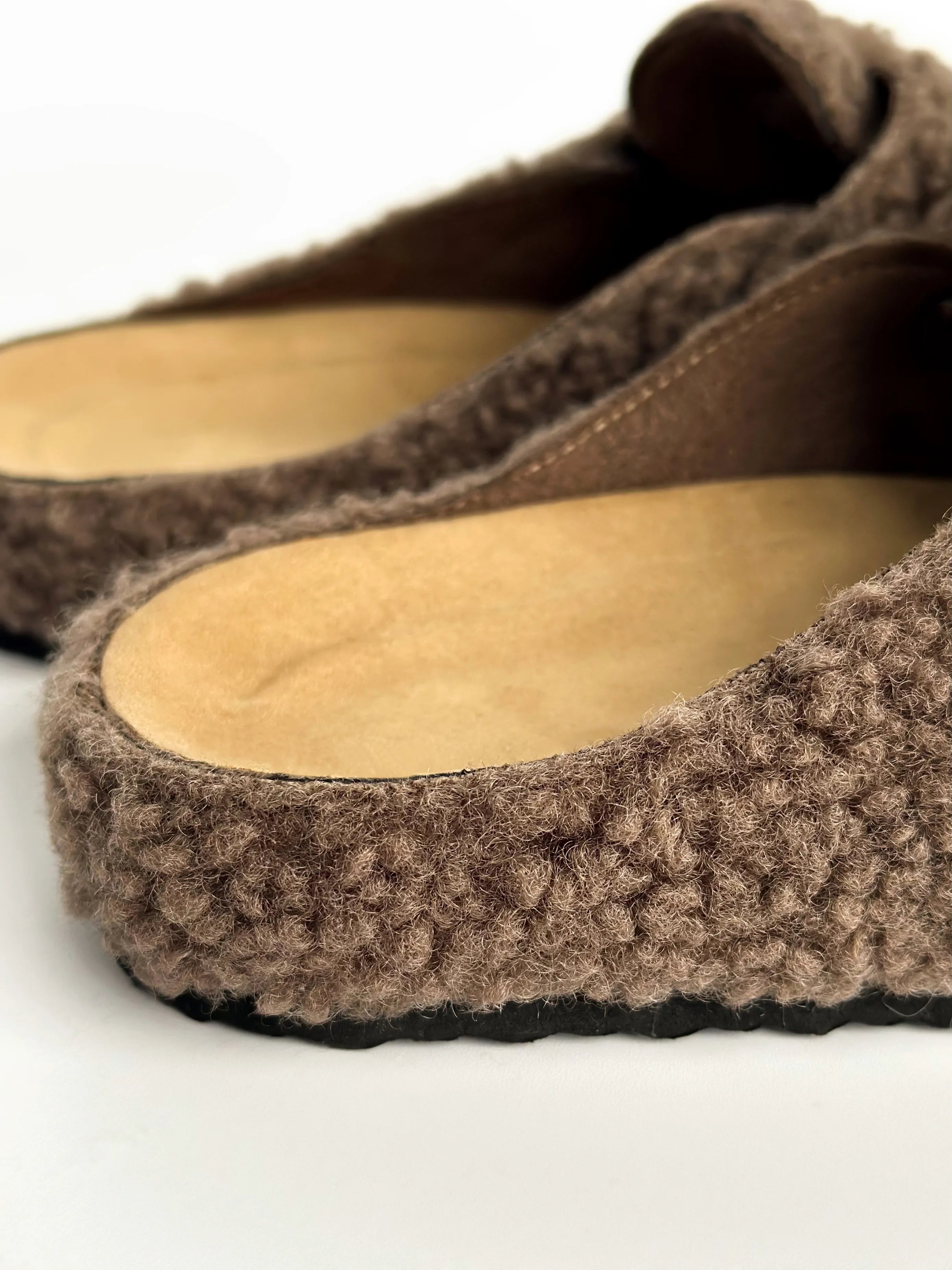 Women's Teddy clogs with strap, brown