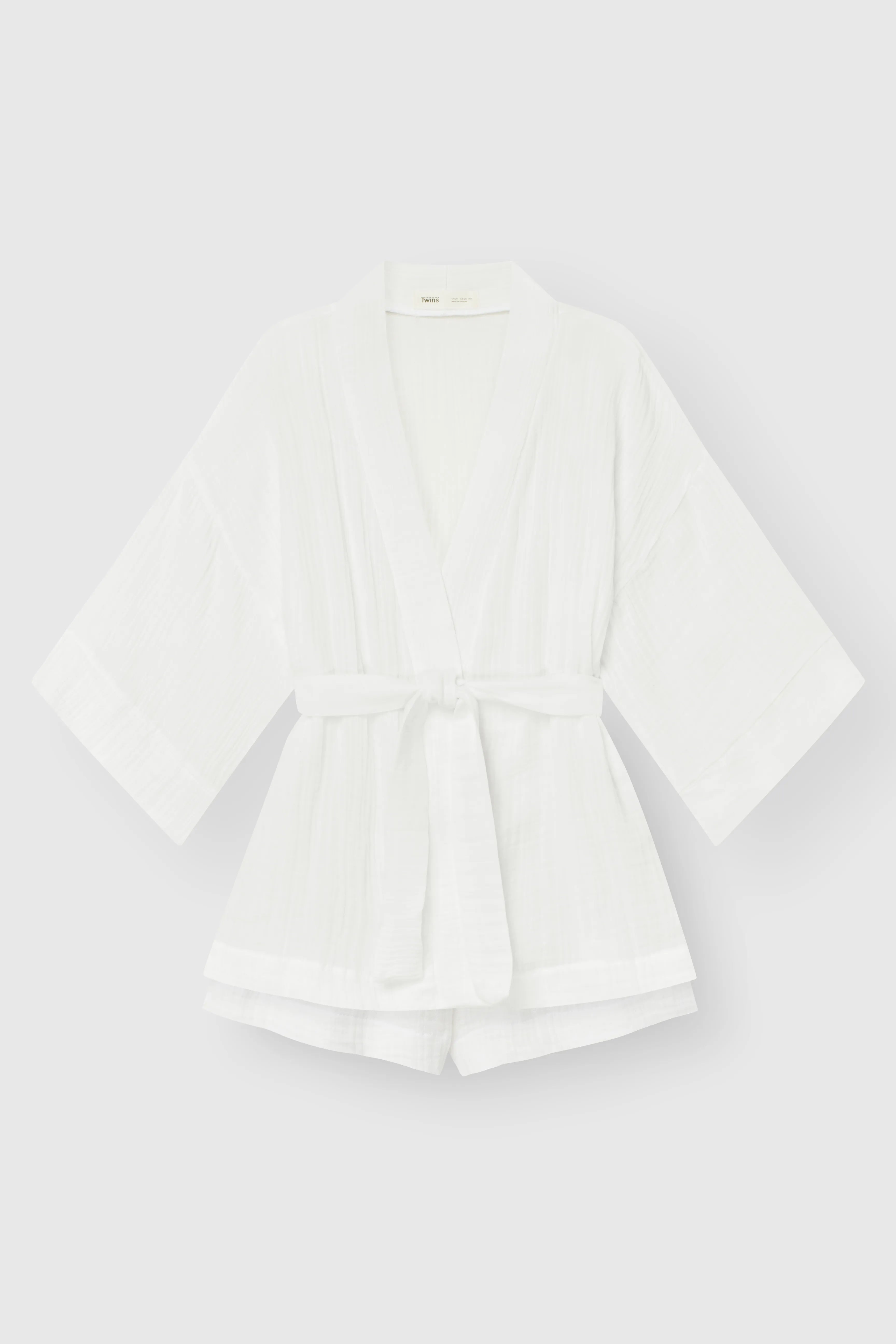Muslin set 2-layer kimono+shorts white