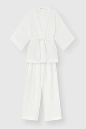 Muslin set 2-layer kimono+pants white