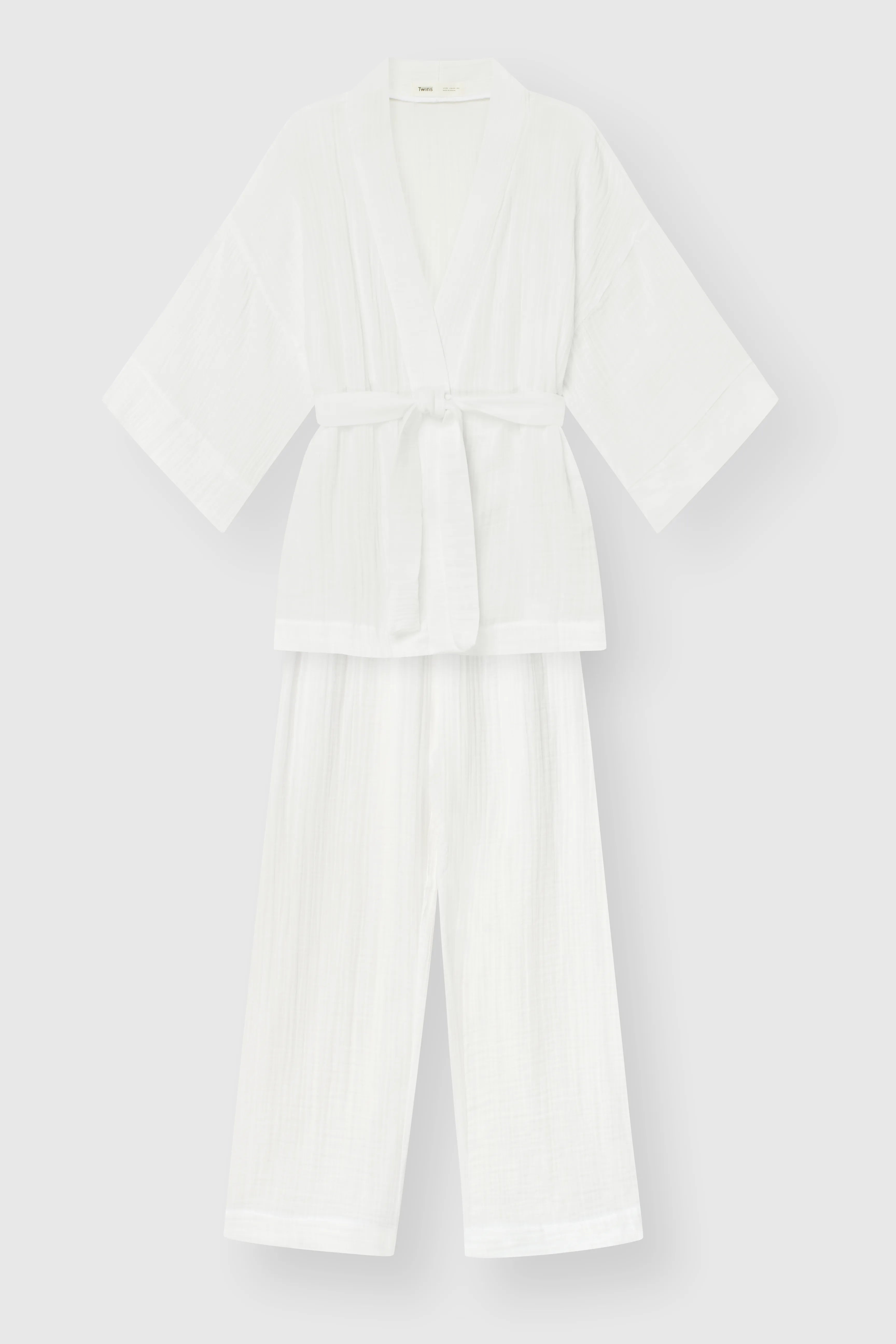 Muslin set 2-layer kimono+pants white