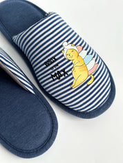 Women's slippers HS-VL closed, blue stripe with PVC sticker