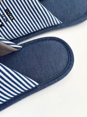 Women's slippers HS-VL closed, blue stripe with PVC sticker