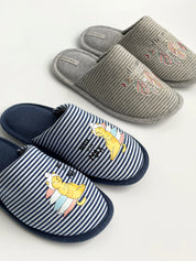Women's indoor slippers HS-VL closed, gray stripe with PVC sticker