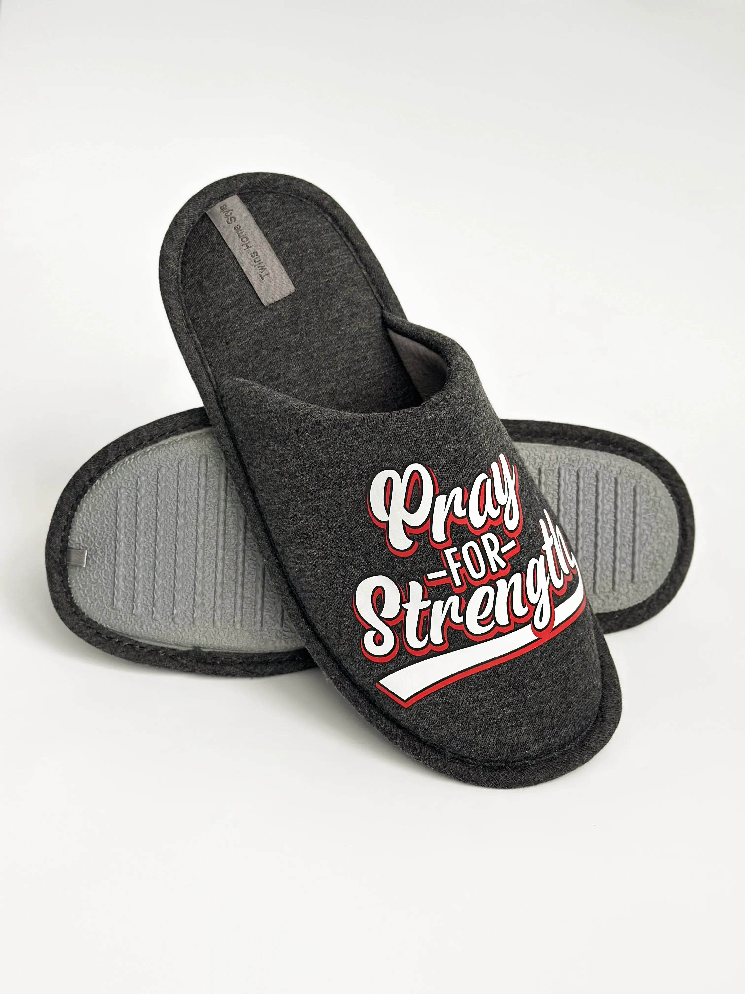 Men's slippers HS-VL closed melange graphite with PVC sticker