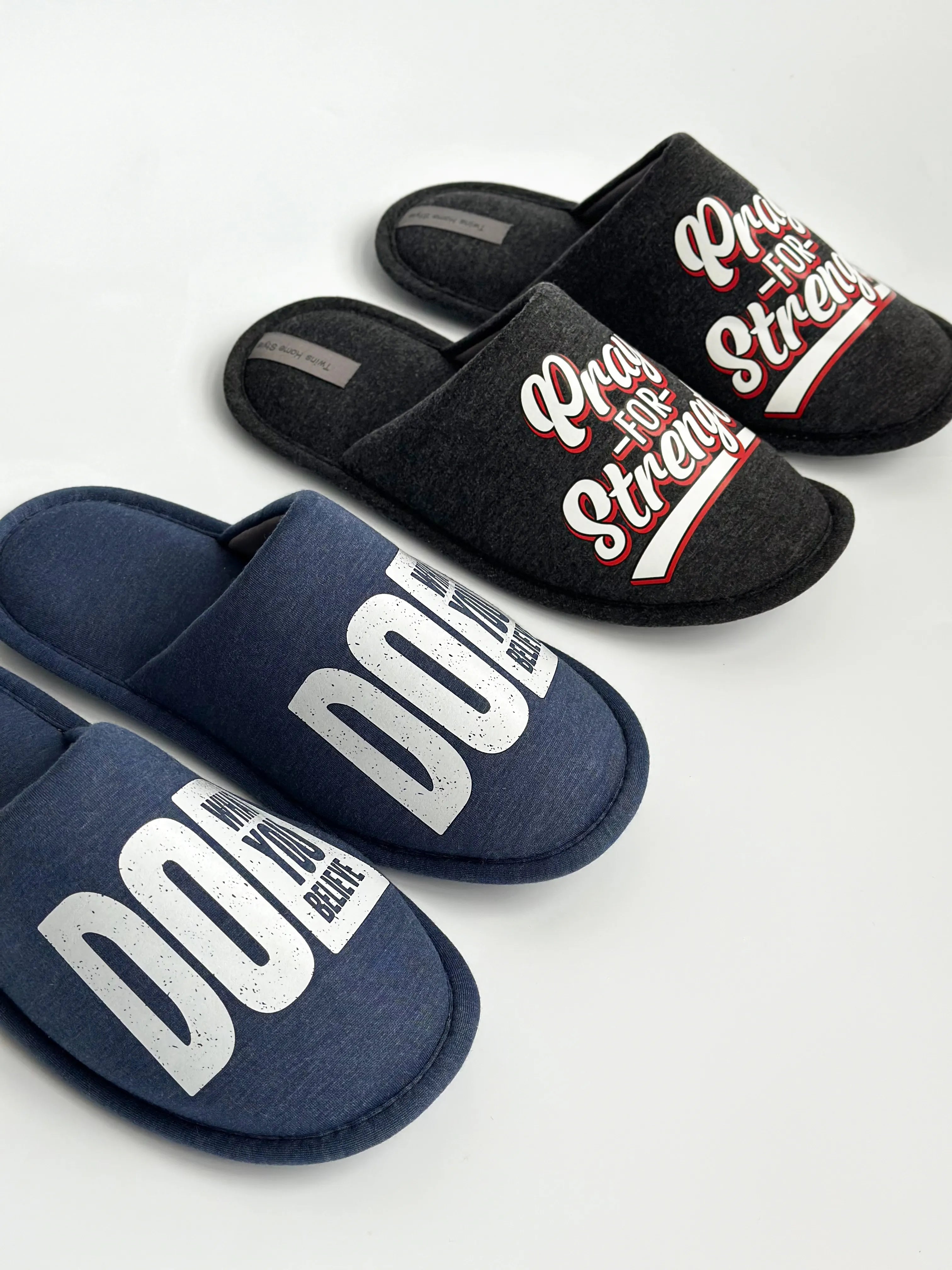 Men's indoor slippers HS-VL closed melange blue with PVC sticker