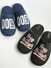 Men's indoor slippers HS-VL closed melange blue with PVC sticker