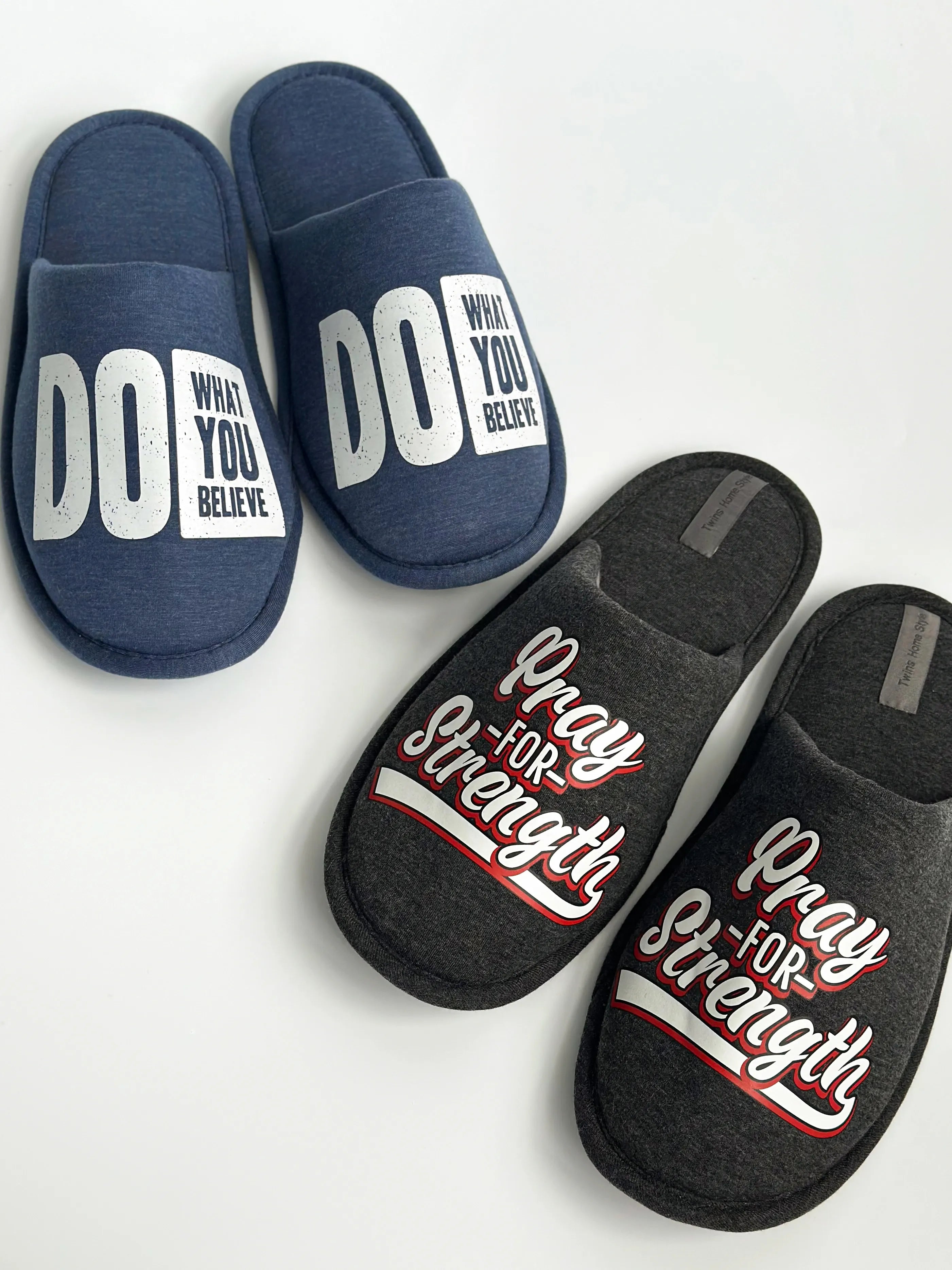 Men's indoor slippers HS-VL closed melange blue with PVC sticker