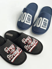 Men's slippers HS-VL closed melange graphite with PVC sticker