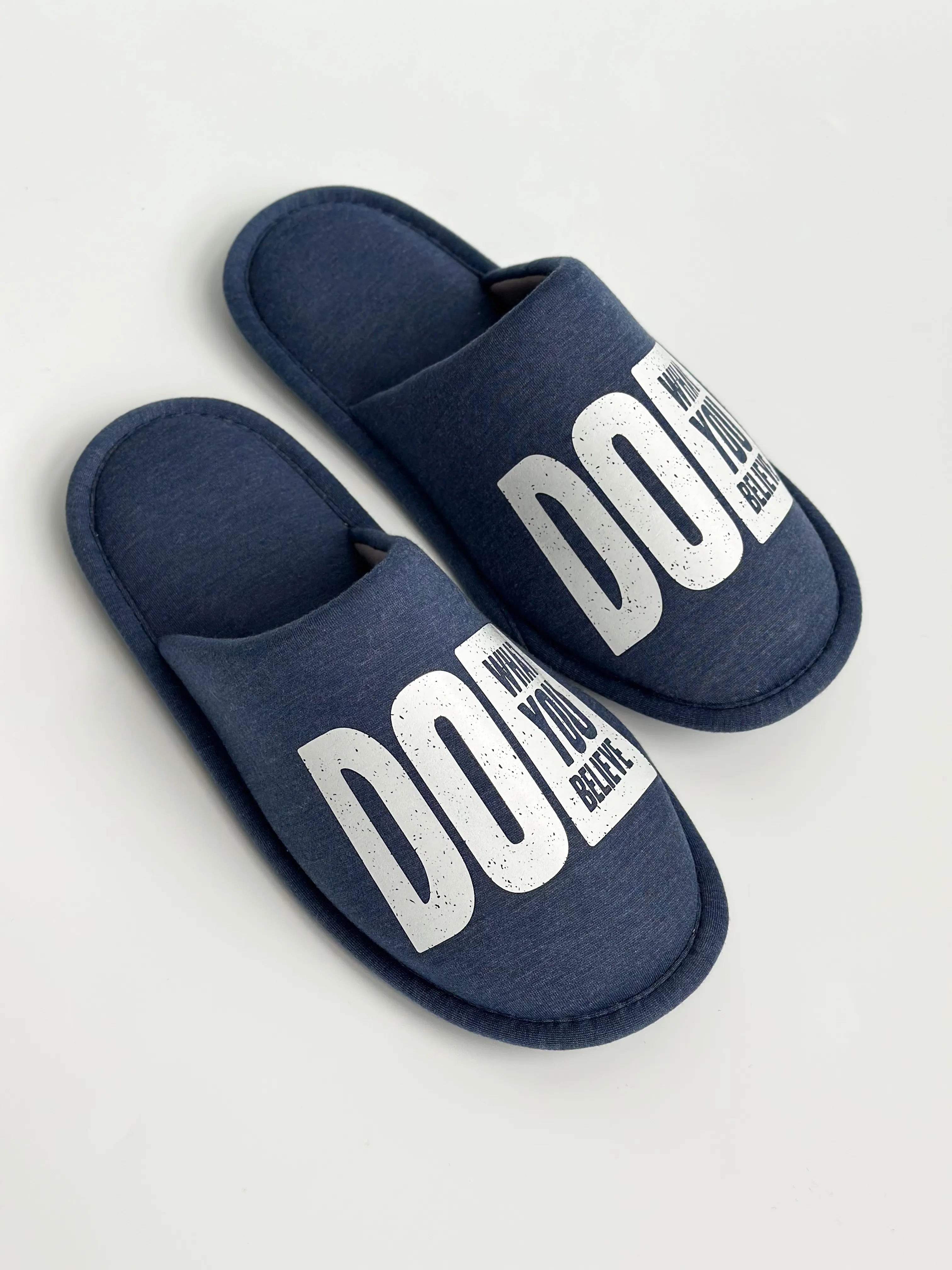 Men's indoor slippers HS-VL closed melange blue with PVC sticker