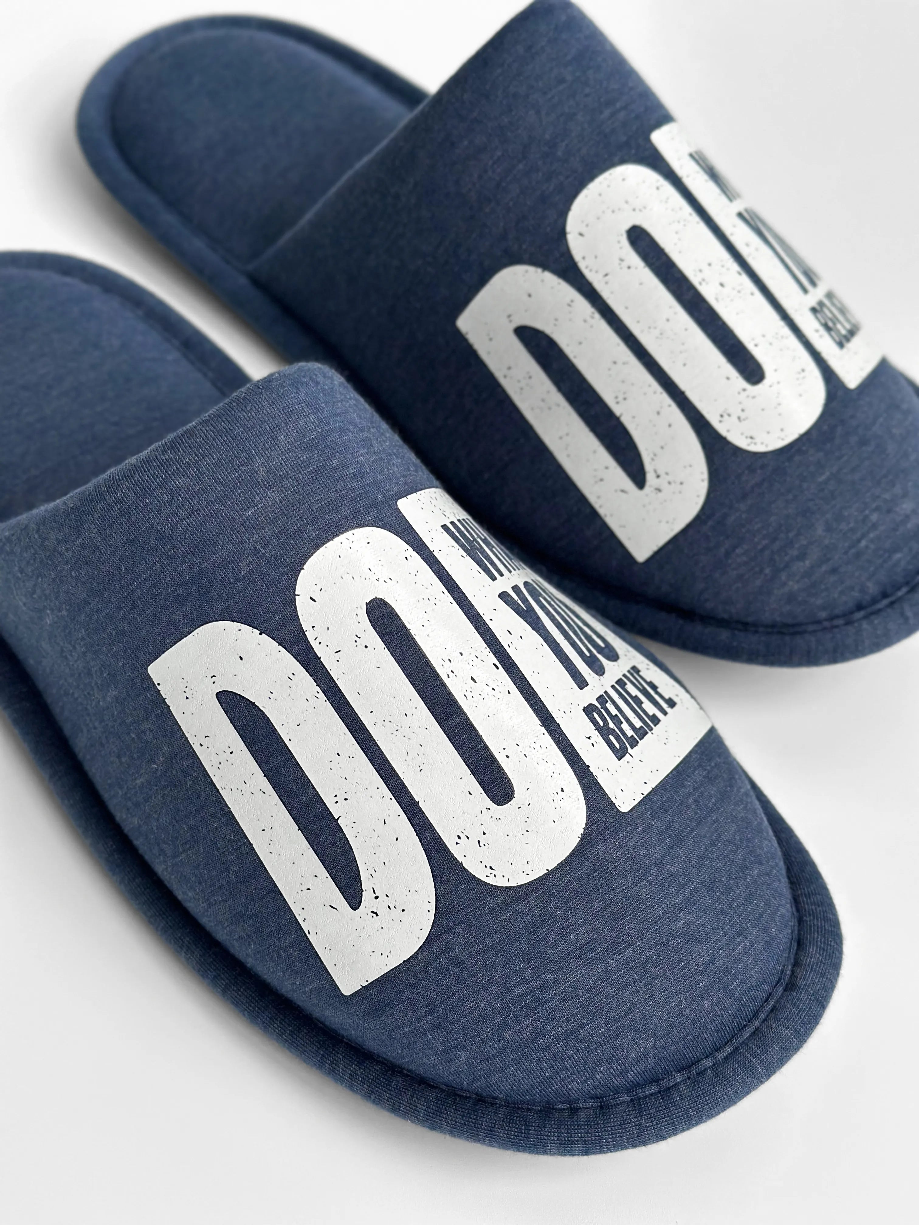 Men's indoor slippers HS-VL closed melange blue with PVC sticker