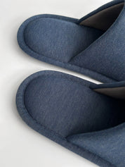 Men's indoor slippers HS-VL closed melange blue with PVC sticker