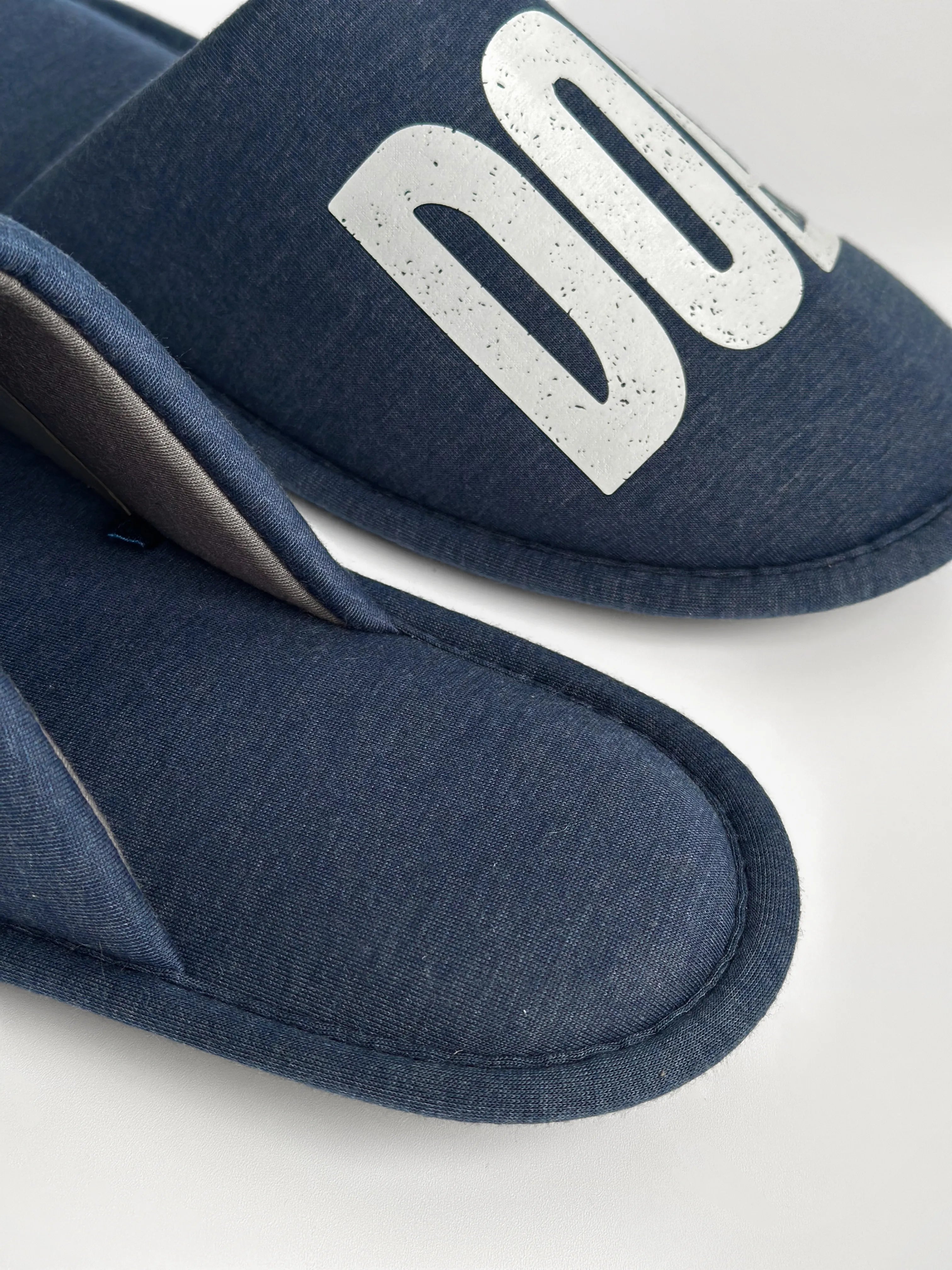 Men's indoor slippers HS-VL closed melange blue with PVC sticker