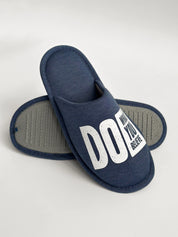 Men's indoor slippers HS-VL closed melange blue with PVC sticker