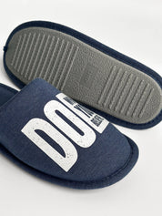 Men's indoor slippers HS-VL closed melange blue with PVC sticker