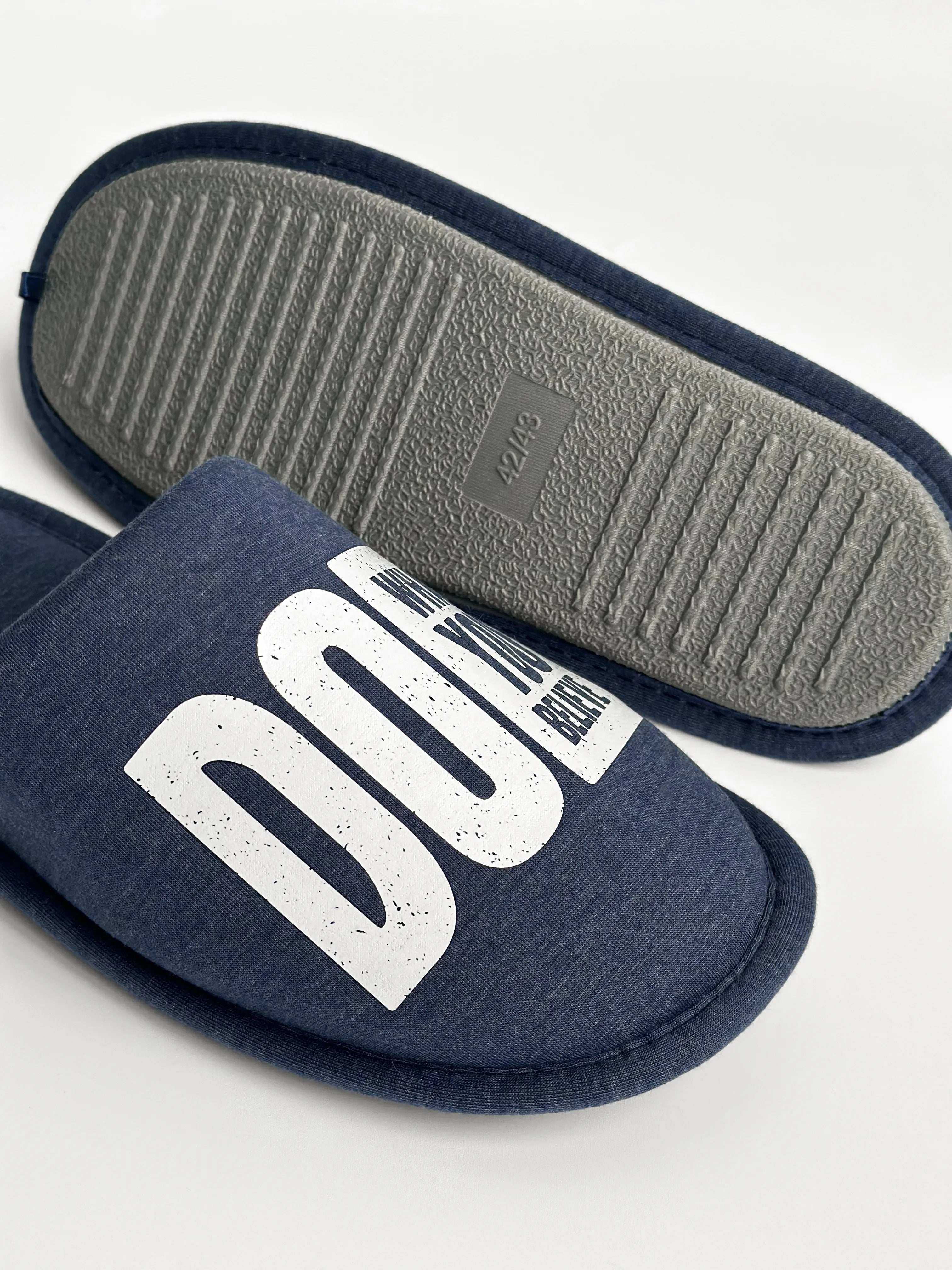 Men's indoor slippers HS-VL closed melange blue with PVC sticker