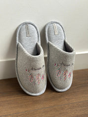 Women's indoor slippers HS-VL closed, gray stripe with PVC sticker