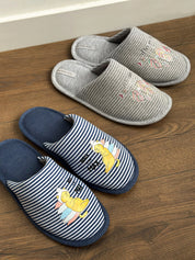 Women's slippers HS-VL closed, blue stripe with PVC sticker