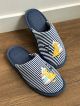Women's slippers HS-VL closed, blue stripe with PVC sticker