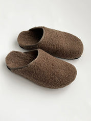 Women's Teddy clogs with edging, brown