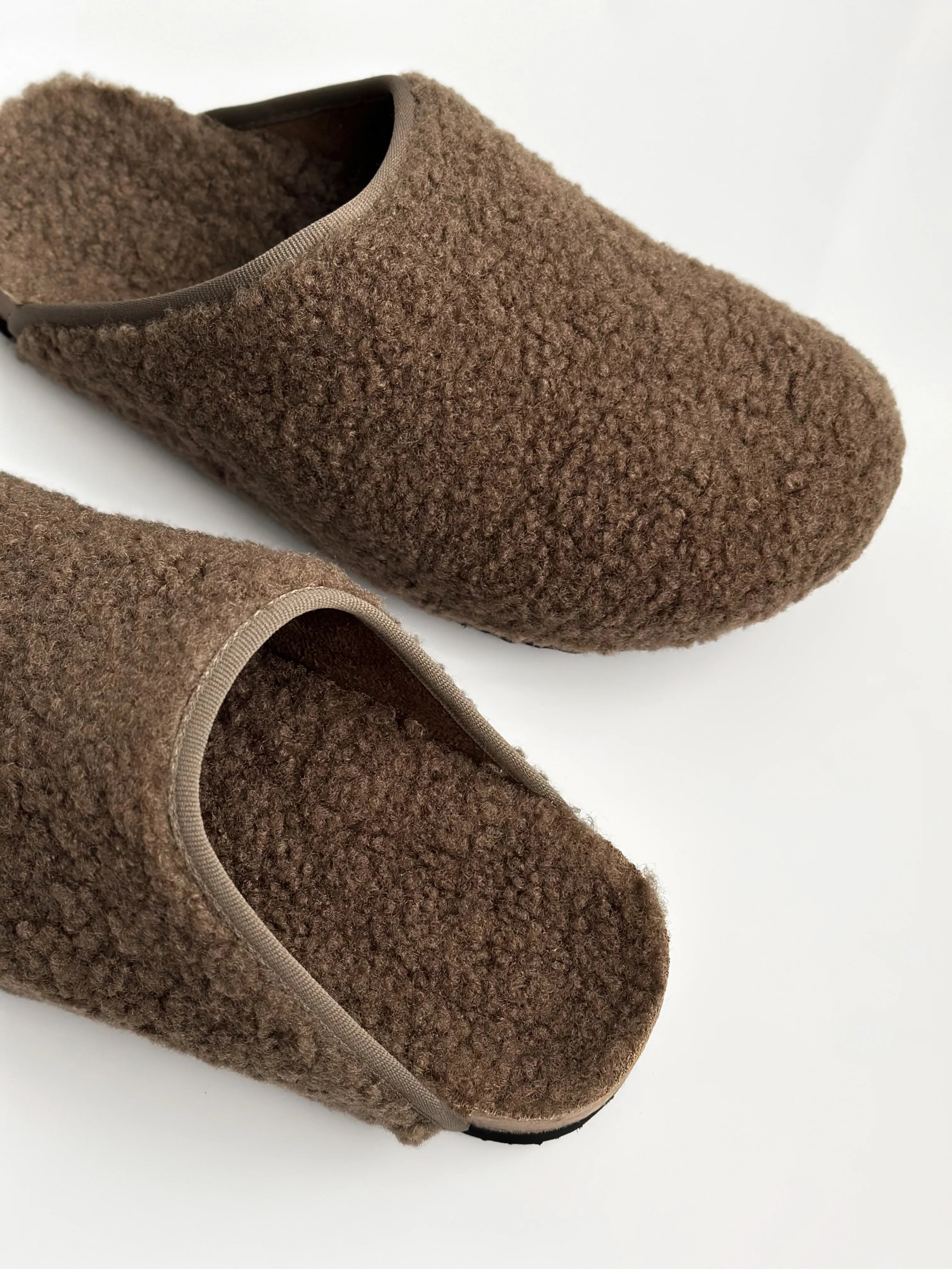 Women's Teddy clogs with edging, brown