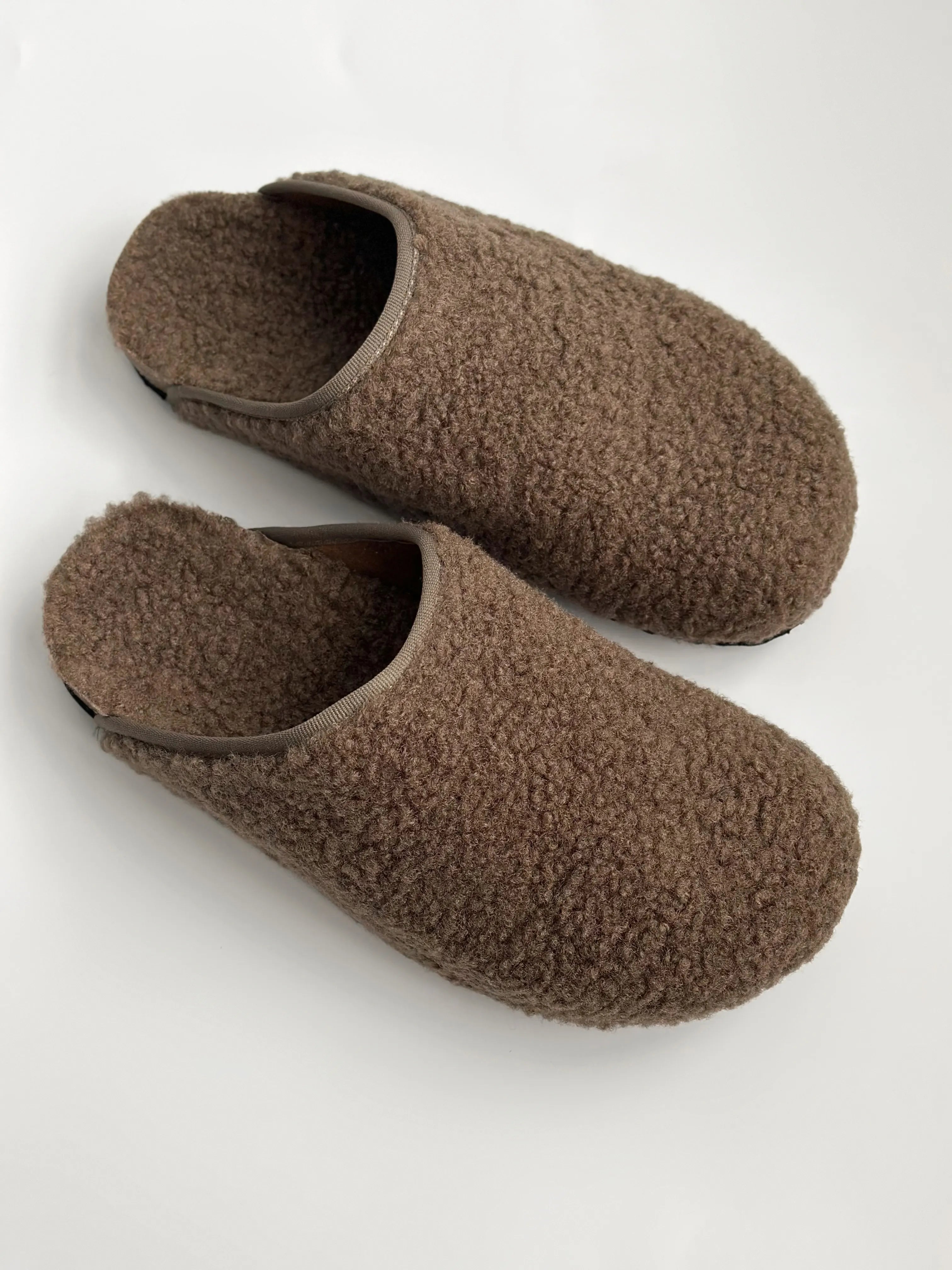 Women's Teddy clogs with edging, brown