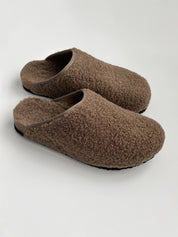 Women's Teddy clogs with edging, brown