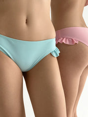 Swimsuit with ruffles, blue