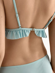Swimsuit with ruffles, blue