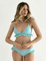 Swimsuit with ruffles, blue