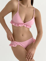 Swimsuit with ruffles, pink