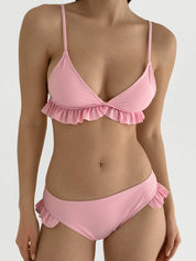 Swimsuit with ruffles, pink