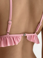 Swimsuit with ruffles, pink