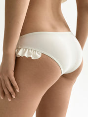Swimsuit with ruffles, milky
