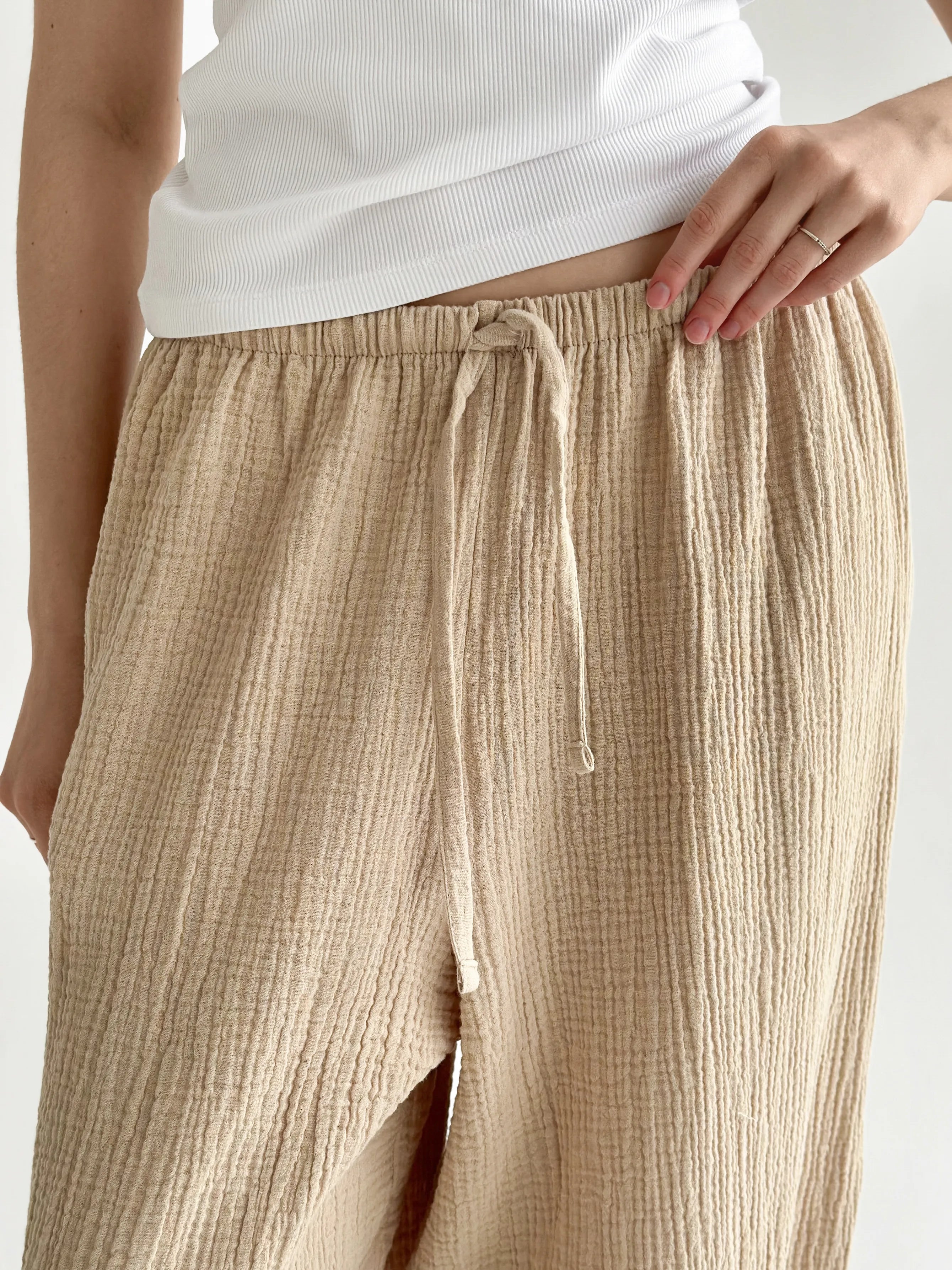 Muslin Pants Mono Harem Pants beige 2-sl.