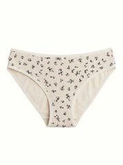 Lingerie Slips Milk with Blue Flowers Ribbed